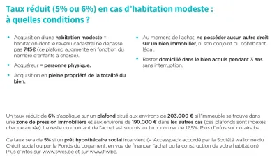 Taux réduit en cas d'habitation modeste Taux réduit en cas d'habitation modeste
