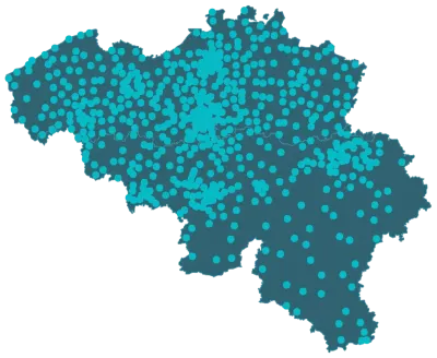 Carte de la Belgique reprenant toutes les études notariales dans le pays.