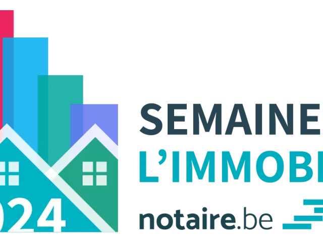 Logo de la semaine de l'immobilier 2023 des notaires belges.