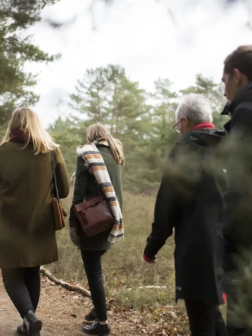 Familie op wandel in de natuur